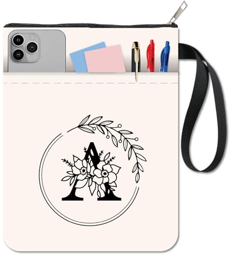 CRASPIRE Funda para Libro con Letra A Funda de Flores Color Blanco Protector de Libros de Bolsillo Funda de Tela Lavable con Cremallera Y Bolsillo Adicional Regalo para Amantes de los Libros