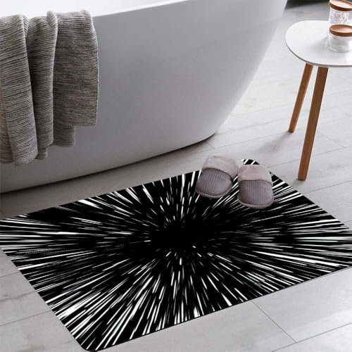 Mrcrypos Badteppich, Motiv: Schwarze Löcher, fliegt durch die Sterne, rutschfest, saugfähig, dünn, passt unter die Tür, waschbar, Badezimmer-Bodenmatte