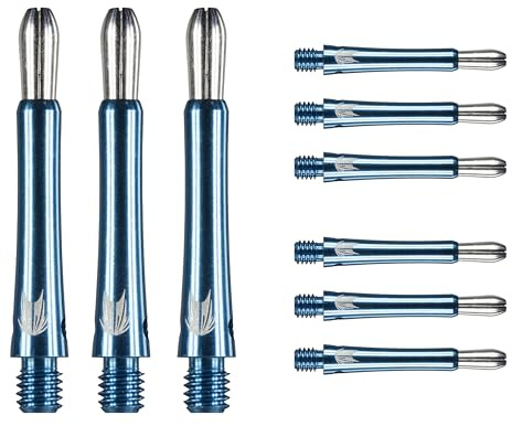 Target Darts Grip Style Aluminium Shaft - Pack of 9 | Blau, Kurz (34.8mm) | Professionelles Dartzubehör, 2BA Shaft Multipack mit Ringen, Dart Shaft Multipack, Dartstiele