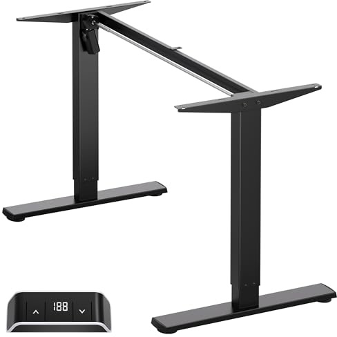 ONKRON Base per Piano di Lavoro, Scrivania Regolabile in Altezza 71–118 cm, Carico 70 kg, Struttura Scrivania Motorizzata con Larghezza 1000–1400 mm, Tavolo Gaming e Ufficio, Nero WDF221E-B