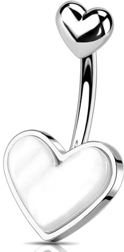 OUFER 14G 10 mm Acciaio Inossidabile 316L Piercing Ombelico Cuore Piercing Ombelico Anello Piercing Cuore Rosa Ombelico Cerchio Donne