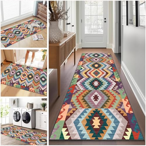 Teppich Läufer Flur Lang rutschfest 50 x 180 cm Teppichläufer für Küche Flurläufer Modern Küchenteppich Waschbar Küchenläufer Fußmatte Lang Teppichmatte Flur Runner Teppich für Flur Küche Korridor