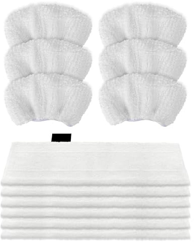 12 Chiffons pour Nettoyeur Vapeur Kärcher SC1 SC2 SC3 SC4 SC5-6 Lingettes Microfibres pour le Sol + 6 Bonnettes pour Buse à Main - Compatible Karcher Easy Fix