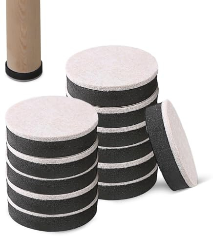 Pack of 12 Round Furniture Risers, Self-Adhesive Table Raisers with Felt Base Foot, Sofa Raiser for Table, Chair, Sofa, Bed, Cabinet, Raised Height Furniture Feet (Diameter 6.3 cm, Height 1.7 cm)