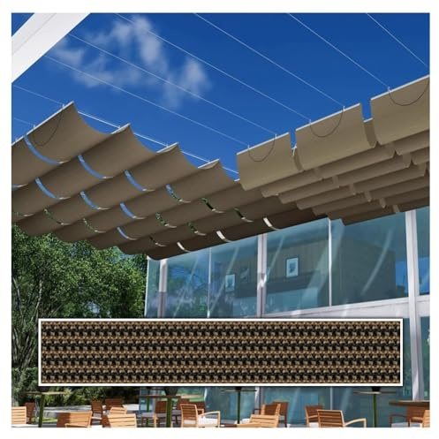 Tenda avvolgibile per pergola da esterno, vela ombreggiante, con corda scorrevole, con ferramenta scorrevole, per patio, terrazza, cortile, gazebo (0,8 x 4 m)