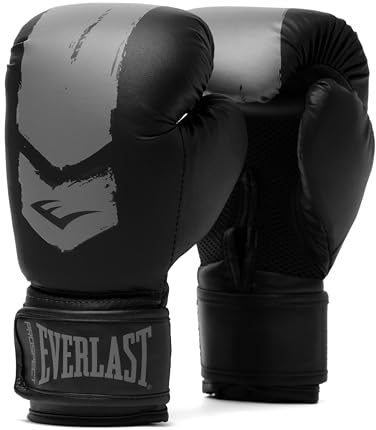 Everlast Prospect 2 6oz Kids Boxing Gloves (Ages 8-12) Black/Grey Boxing Gloves for Bags & Mitt Work, Soft Interior Lining, Hook & Loop System, and Ventilated Palms - Authentic Everlast Gear