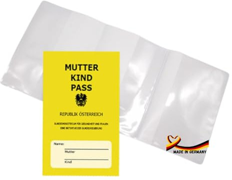 Olanmarp - Funda para pasaporte de maternidad (3 piezas, transparente, lámina blanda para el pasaporte austriaco MKP, con bolsillos, práctica y bonita, con compartimento extra, 2 unidades)