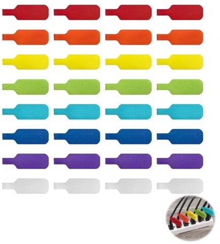 32 Piezas Etiquetas Para Cables, Etiquetas Multicolores Para Cables, Reutilizables Grabable Etiqueta Cables Area De Escritura De 4 Cm X 2 Cm Para La Gestión E Identificación De Cables