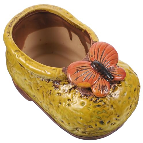 Milisten Ceramic Boot Flower Planter Shoe Shaped Succulent Pot for Desktop Garden Decoration Unique Home Office Craftsmanship Compact and Portable Design