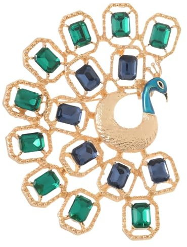 Brosche mit Strass, blau-grün, Pfauen-Brosche für Damen und Mädchen