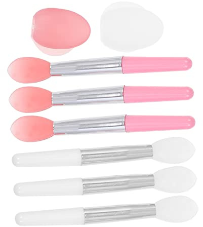 Spatole per Maschera Labbra in Silicone, Kit 2 Pezzi Riutilizzabili | Applicatori per Cosmetici Testa Trasparente e Rosa, per Uso Quotidiano e Professionale, Applicazione Delicata
