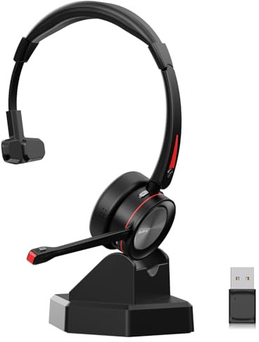 Beebang Headset mit Mikrofon Bluetooth für PC, kabelloses Headset mit Mikrofon, Geräuschunterdrückung, 40 Stunden Arbeitszeit, mit USB-Adapter für Arbeit, Laptop, Teams, Geschäftstreffen