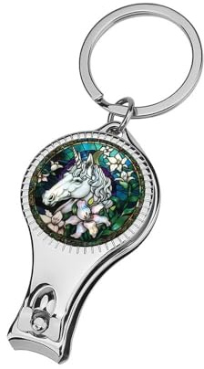Stained Glass White Horse and Lilies Nail Clippers Toenail Clipper Cutters Professional Nail Trimmer Nail Cuticle Cutter for Women Men