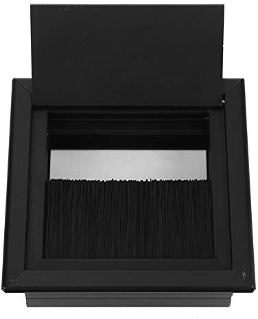 YUKERMARB 2 PCS Desk Table Grommets, Aluminum Alloy RectangleWire Cable Grommet Hole Cover with Brush 80X80mm (Brushed Black)