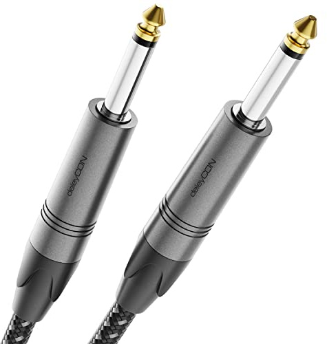 deleyCON 1m Instrumentenkabel 6,35mm Klinke Mono AUX, OFC Kupfer | 6,35mm auf 6,35mm Klinkenkabel, Studio Qualität, AWG24, für E-Gitarre, Bass, Verstärker, Mixer und Keyboard