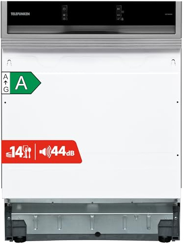 Telefunken GET6014AI Geschirrspüler 60 cm teilintegrierbar Energieklasse A | Einbau Spülmaschine, 14 Maßgedecke, 9 Programme, AquaStop, 44 dB, Startzeitvorwahl, Auto-Door, inkl. Besteckkorb