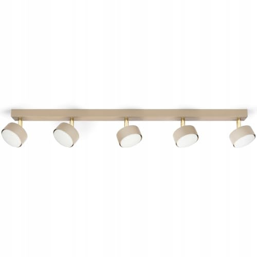 FKL DESIGN Home Deco Deckenstrahler 5-flammig Beige – Schwenkbare Deckenleuchte mit GX53 Fassung, Moderner Deckenspot für Wohnzimmer, Schlafzimmer, Flur & Küche, max. 25W (N430-BG5-B)