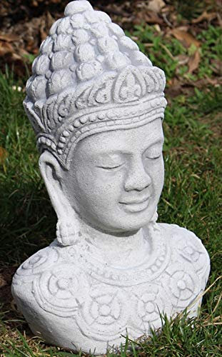 JS Garten Deko Skulptur Gartenfigur Beton Figur Buddha Büste H 29 cm Dekofigur Gartenskulptur