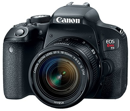 Canon EOS Rebel T7i DSLR Camera with 18-55mm Lens - Black (Renewed)