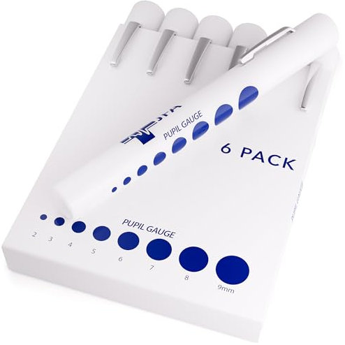 JFA Medical Disposable Pen Torch Light with Pupil Gauge, Pack of 6