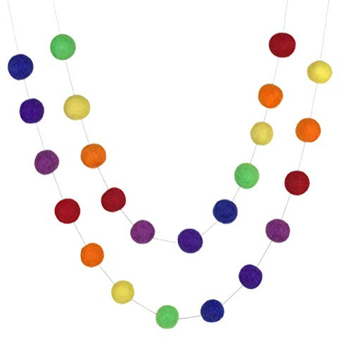 Rainbow Felt Ball Garland - 1 Balls- 100% Wool Felt- ROYGBIV- Summer Mantle Banner, Spring Shelf Bunting, Baby Shower Nursery Decor, Children's Playroom, Gift