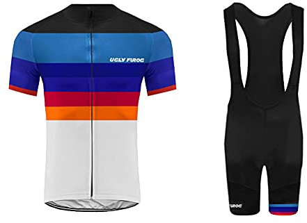UGLY FROG Designs Radtrikot Herren Fahrradbekleidung Set Outdoor Sports Kurzarm Fahrradbekleidung + Radfahren Latzhose Shorts im Sommer