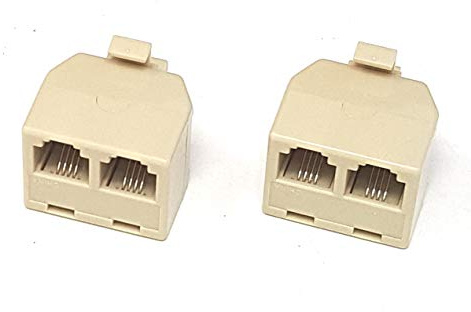 Corporate Computer Corpco RJ11 6p4c Duplex Wall Jack 2 Way Splitter Adapter - Ivory, 4 Conductor Pack of 2