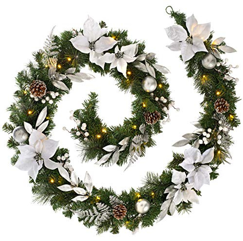 Pre-Lit Decorated Christmas Garland with 40 LED Lights