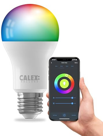 CALEX Lampadina LED Smart, E27, A60, colori RGB & luce da fredda a calda, Dimmerabile, controllo app Wi-Fi & vocale