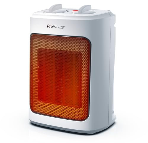 Pro Breeze 2000W Mini Ceramic Fan Heater - 3 Heat Settings & Fan Only Mode with Built-in Overheat and Tip Over Protection, Electric Heater for Home, Office and Bedroom