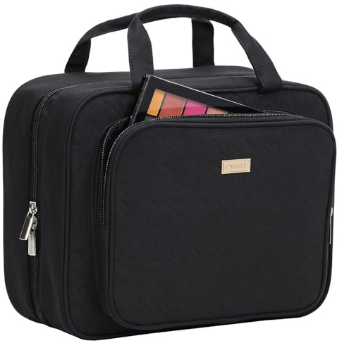 NISHEL Reise-Kulturtasche für Damen, großes Fassungsvermögen, Reise-Essentials-Organizer, hängende Make-up-Tasche für Accessoires, Kosmetik, Toilettenartikel, schwarz