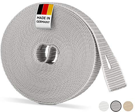 BAUHELD 6m Rolladengurt 23mm Grau [Made in Germany] - Für Rolläden an Türen und Fenster [Hohe Reißfestigkeit und UV-Stabilität] - Rolladen-Gurtband passend auf Gurtwickler Aufputz Maxi