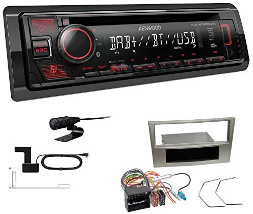 Kenwood KDC-BT450DAB 1-DIN DAB Autoradio Bluetooth CD USB AUX Einbauset passend für Opel Corsa D 2006-2014 Satin Stone