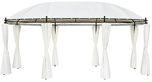 (Blitzlieferung) Runder Gartenpavillon Partyzelt Gartenzelt Rund Partyzelt Wasserdicht Pavillon, Für Garten/Party/Hochzeit/Picknick Gartenpavillon Cremeweiß 530x350x265 cm