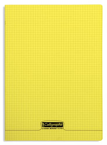 Calligraphe 18473C Notizbuch mit gelbem Heftung, 24 x 32 cm, 48 Seiten, kleine kariert, Weiß, 90 g, transparent