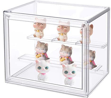 Vitrine aus Acryl,Schaukasten Vitrine Aufbewahrungsbox Abnehmbar Puppenvitrine mit Magnetisch Transparent Display Ständer für Sammlerstücke Action-Figuren Miniaturfiguren Home Lagerung 27x18x22 cm