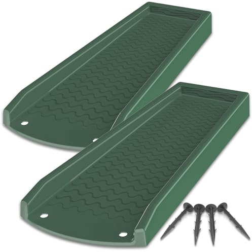 NAACOO 2 Pack Downspout Splash Block, 24 Rain Gutter Downspout Extensions/Extender with 4pc Fixing Nails, Drainage to Protect House Foundations(4 Piece|Dark Green)
