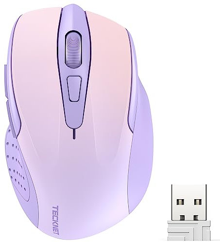 TECKNET Souris sans Fil, 2.4G Souris Optique 4000 DPI avec 6 Niveaux Réglable, Souris Ergonomique pour PC, Ordinateur Bureau/Portable - Couleur Mixte