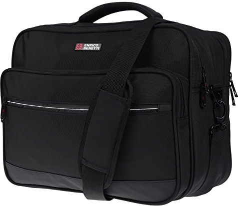 Christian Wippermann XXL Herren Umhängetasche Flugbegleiter Tasche Messenger Arbeitstasche 17 Zoll Laptoptasche Schwarz