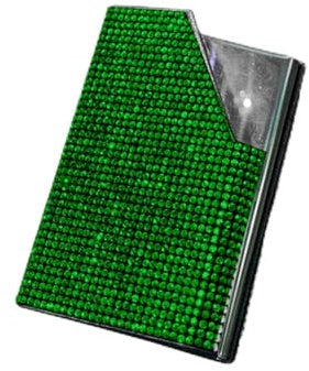 Wambere Visitenkartenetui,Edelstahl Visitenkarten Etuis,Blingbling-Visitenkartenetui mit Diamanten,Visitenkartenhalter mit Magnetverschluss,Für Ausweise,Kreditkarten,Geschenkkarten,Bankkarten,Grün B