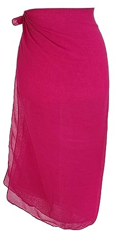 Kiran Fashion NEW LADIES BEACH DRESS WRAP SARONG BIKINI COVER UP SWIMWEAR KAFTAN LONG (Hot Pink)