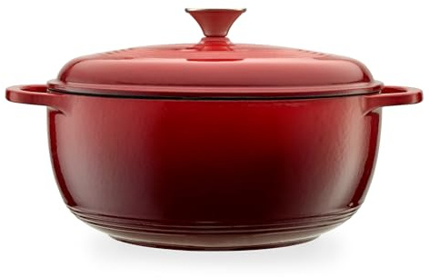 Mercer Culinary Schmortopf aus emailliertem Gusseisen, rund, 6 qt, Rot
