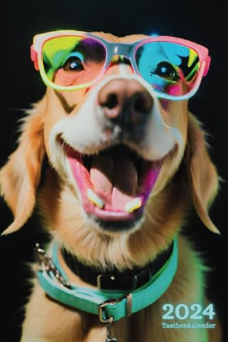 Taschenkalender 2024: Lustig - Hunde, a5, klein, 1 Woche 2 Seiten, Deutsch, Fur Frauen & Herren, 12 Monate, Planer, Vertikal, Mit Notizen, Softcover, kein Ringbuch, kein Spiral