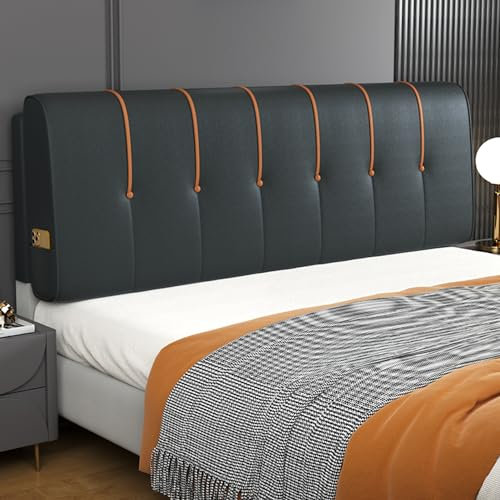 ZZYK Kopfteilkissen Mit Knöpfen Aus Kunstleder,Groß Gepolstert,Wandkissen Bettrückenlehne,Taillenstützkissen Schlafsaal-Tagesbett Tatami-Stützrückwand,Schwarz,Paste 79/King