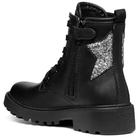 Geox JUNIOR J CASEY GIRL BIKER/AMPHIBIANS BOOTS BLACK/DK SILVER 36_EU