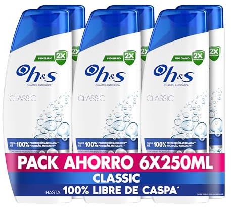 H&S Classic Champú Anticaspa 250ml para Uso Diario. Hasta 100% de Protección Anticaspa, Clínicamente Probado. Para Todo Tipo de Pelo y Cuero Cabelludo. Sensación de Frescor y Limpieza, New Version