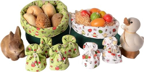 Osteredition 2024 - mit wählbaren Modulen wie Brotkorbsets, Eierwärmern und Geschenkkörbchen im Osterdesign (Geschenkkörbchen Osterdesign weiß)