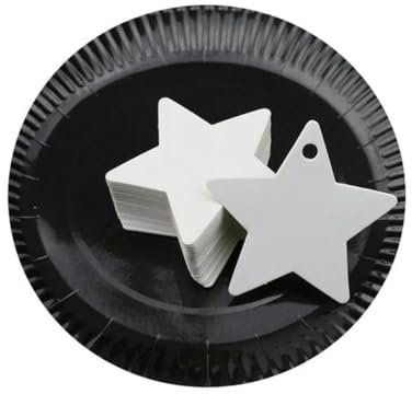 50 Stück Geschenkanhänger aus Kraftpapier, zum Aufhängen, Lesezeichen, Etikett, Preis, Verpackung, zum Selbermachen, für Hochzeiten, Kleidungsstücke, Backdekorationen, leere Etiketten, weiße Sterne