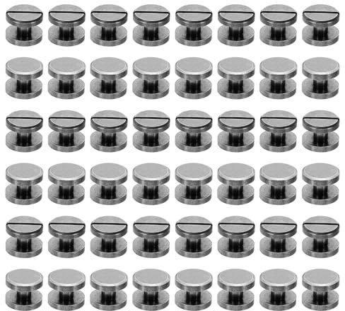 PATIKIL Tornillos Chicago M4x4mm 50 Juegos Tornillos Chicago Ranurados Pernos de Tornillo de Unión Remaches de Latón Conectores de Fijación Negro
