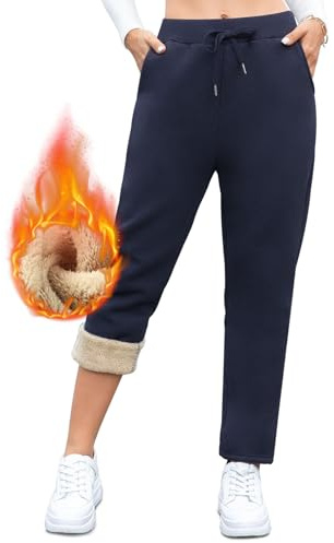 Aisprts Pantalon Jogging Femme, Pantalon Chaud Doublé de Polaire Pantalon de Survêtement Pantalon Sport Thermique d'hiver Femmes avec 2 Poches, Taille Élastique et Cordon de Serrage